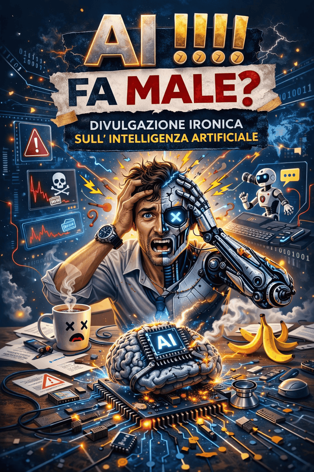 Copertina del libro AI!!!! FA MALE? di Davide Gaeta sull'Intelligenza Artificiale